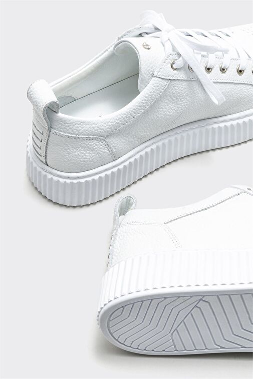 Beyaz Deri Erkek Spor Ayakkabı - Görsel 5