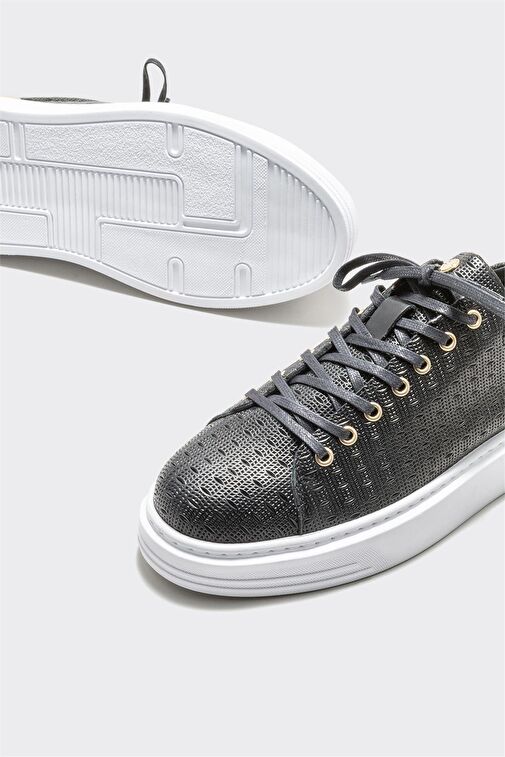 Siyah Deri Erkek Spor Ayakkabı - Görsel 4