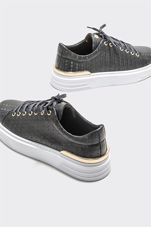 Siyah Deri Erkek Spor Ayakkabı - Görsel 5