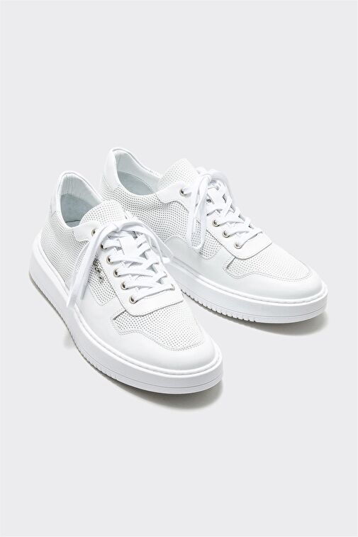 Beyaz Deri Erkek Spor Ayakkabı - Görsel 3