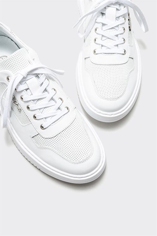 Beyaz Deri Erkek Spor Ayakkabı - Görsel 4