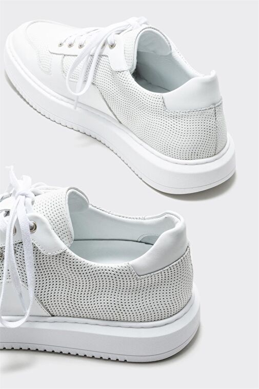 Beyaz Deri Erkek Spor Ayakkabı - Görsel 5