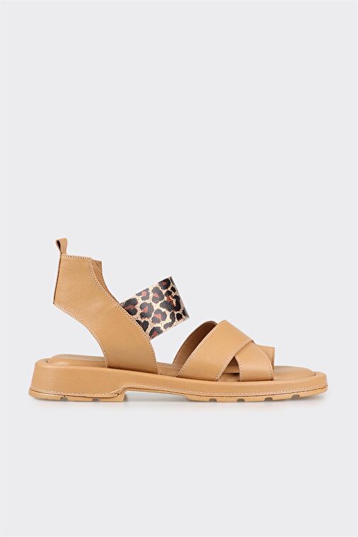 Naturel Deri Kadın Parmak Arası Sandalet - Görsel 2