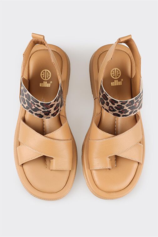 Naturel Deri Kadın Parmak Arası Sandalet - Görsel 5