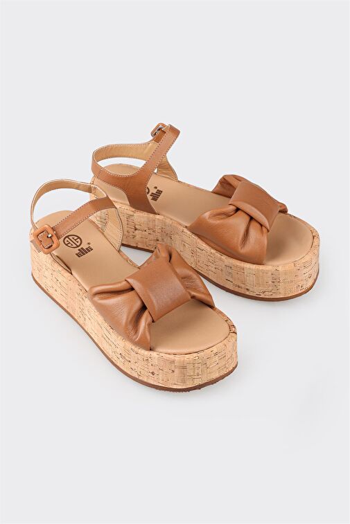Taba Deri Kadın Sandalet - Görsel 3