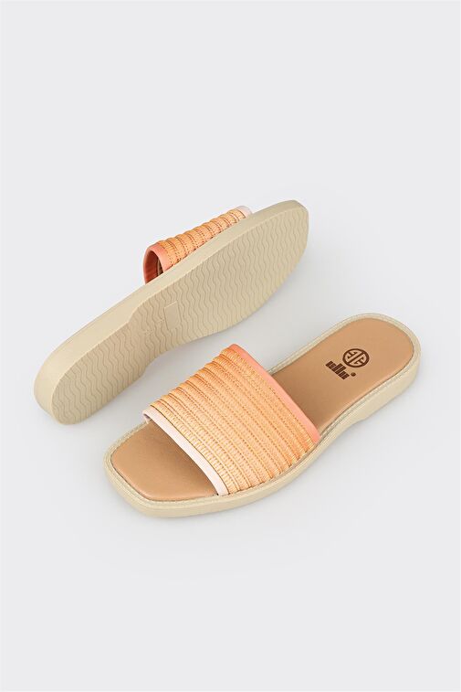 Naturel Deri Kadın Düz Terlik - Görsel 4