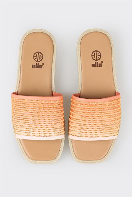 Naturel Deri Kadın Düz Terlik - Görsel 5