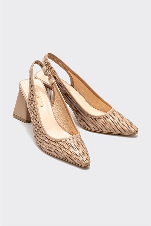 Naturel Deri Kadın Topuklu Ayakkabı - Görsel 3