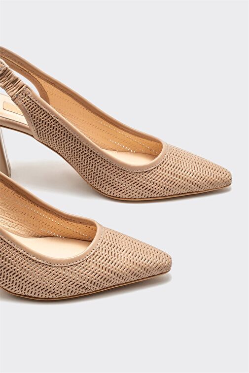 Naturel Deri Kadın Topuklu Ayakkabı - Görsel 4