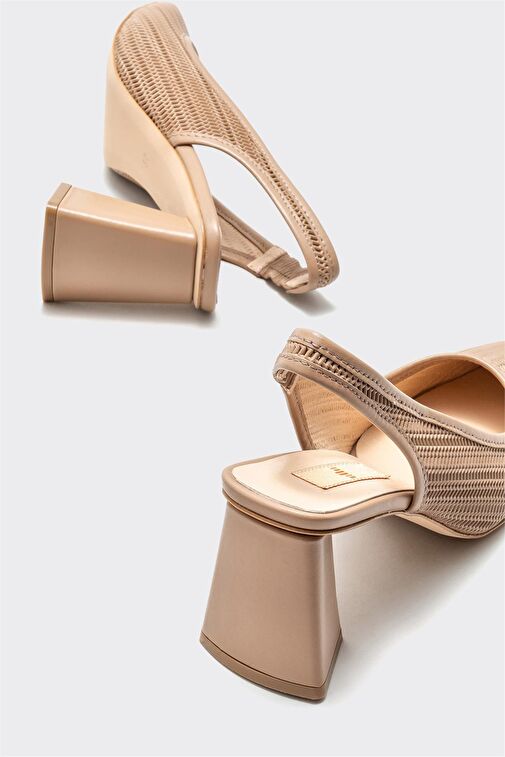 Naturel Deri Kadın Topuklu Ayakkabı - Görsel 5