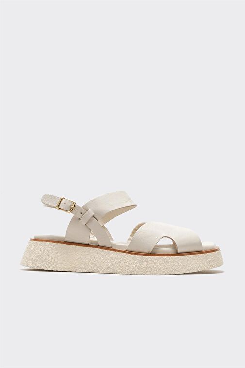 Bej Deri Kadın Spor Sandalet - Görsel 2