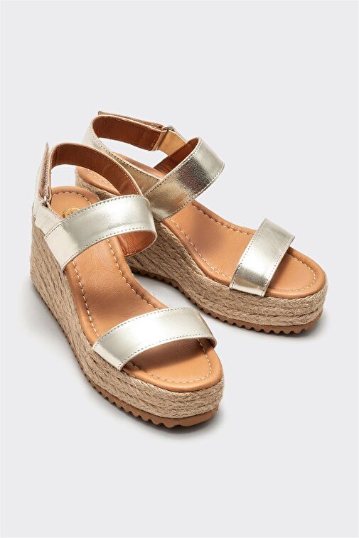 Gold Deri Kadın Espadril - Görsel 2
