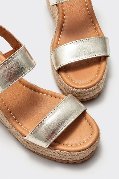 Gold Deri Kadın Espadril - Görsel 4