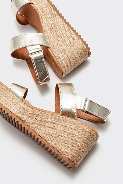 Gold Deri Kadın Espadril - Görsel 5