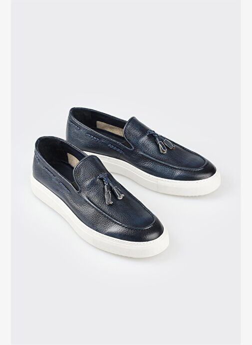 Lacivert Deri Erkek Loafer - Görsel 3
