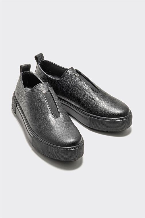 Siyah Deri Kadın Günlük Ayakkabı - Görsel 3