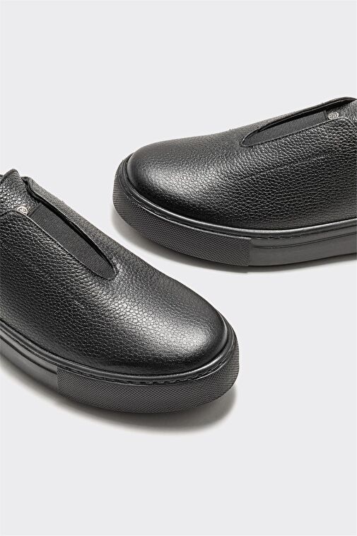 Siyah Deri Kadın Günlük Ayakkabı - Görsel 4