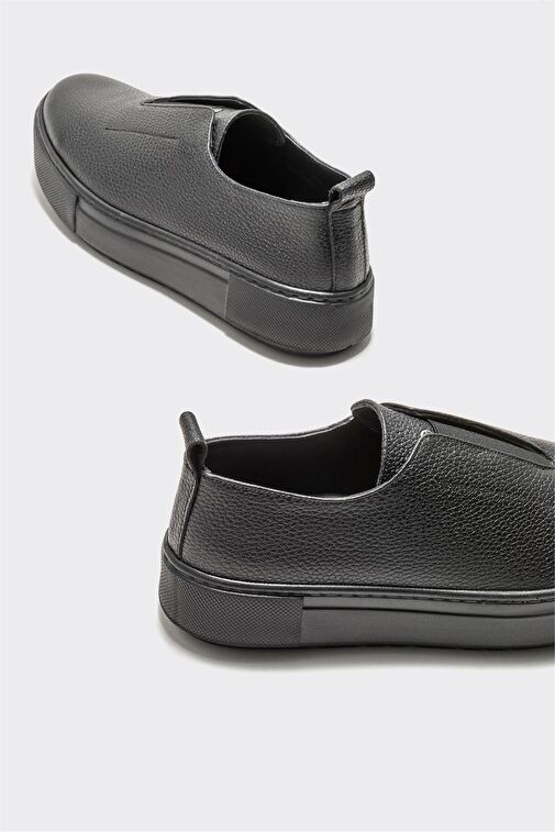 Siyah Deri Kadın Günlük Ayakkabı - Görsel 5