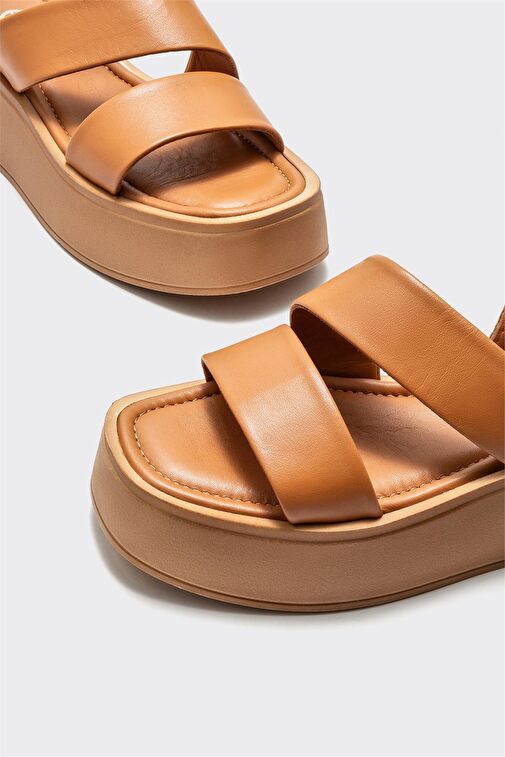 Elle Siyah Kadın Deri Dolgu Topuk Sandalet MELCHIE - Görsel 4