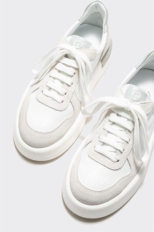 Beyaz Deri Kadın Spor Ayakkabı - Görsel 4