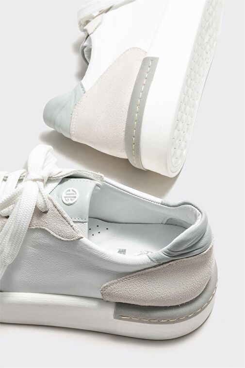 Beyaz Deri Kadın Spor Ayakkabı - Görsel 5