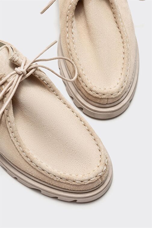 Ekru Deri Kadın Günlük Ayakkabı - Görsel 4