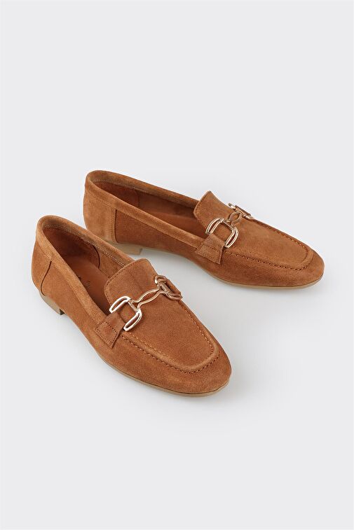 Camel Deri Kadın Loafer - Görsel 3