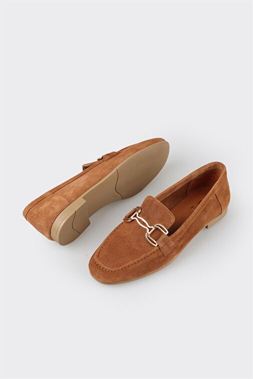 Camel Deri Kadın Loafer - Görsel 4