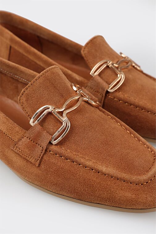 Camel Deri Kadın Loafer - Görsel 6