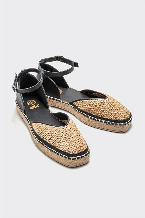 Siyah Deri Kadın Espadril - Görsel 2