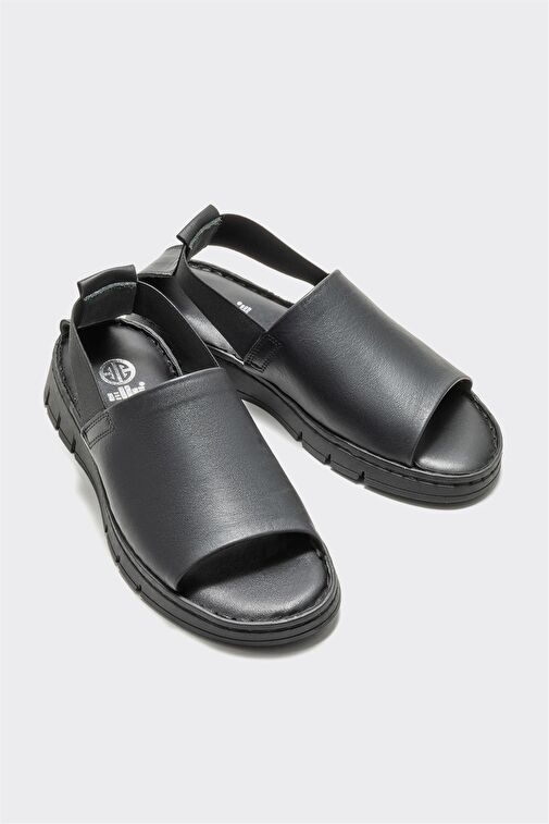 Siyah Deri Kadın Spor Sandalet - Görsel 3