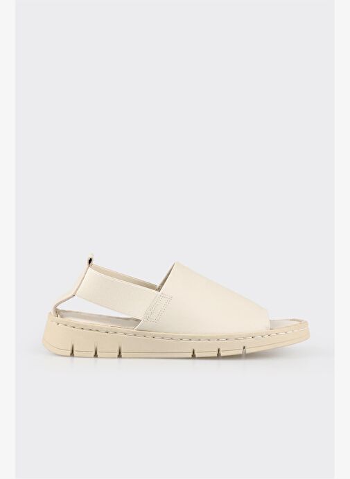 Elle Ekru Kadın Deri Sandalet DAGANA - Görsel 3