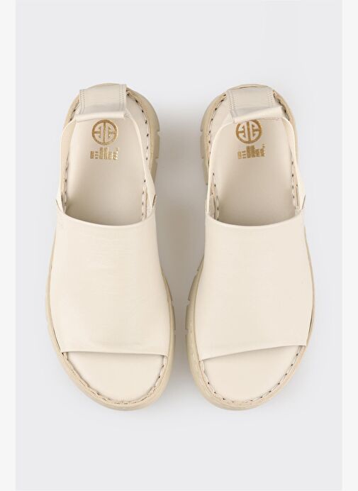 Elle Ekru Kadın Deri Sandalet DAGANA - Görsel 4