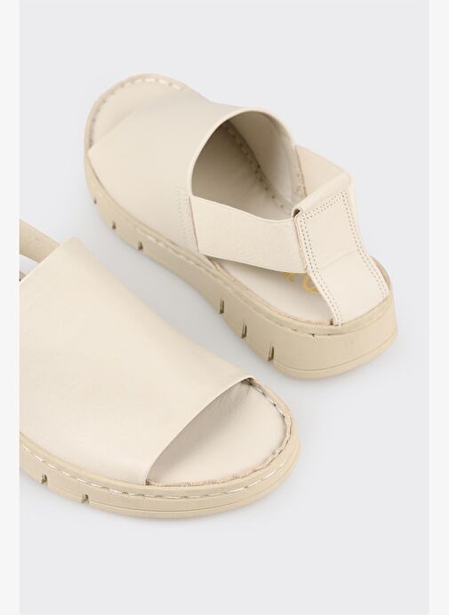 Elle Ekru Kadın Deri Sandalet DAGANA - Görsel 6