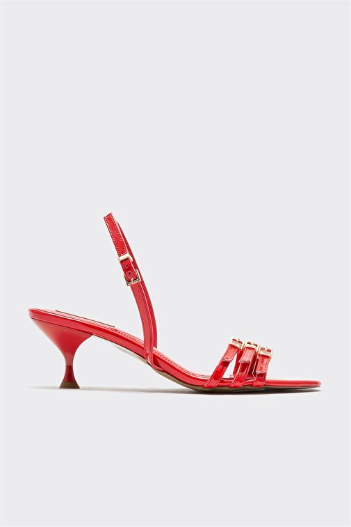 Kırmızı Kadın Topuklu Sandalet - Görsel 2