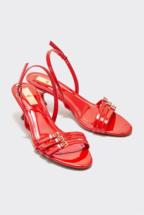 Kırmızı Kadın Topuklu Sandalet - Görsel 3