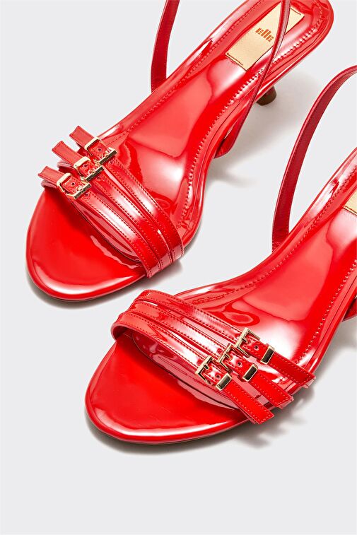 Kırmızı Kadın Topuklu Sandalet - Görsel 4