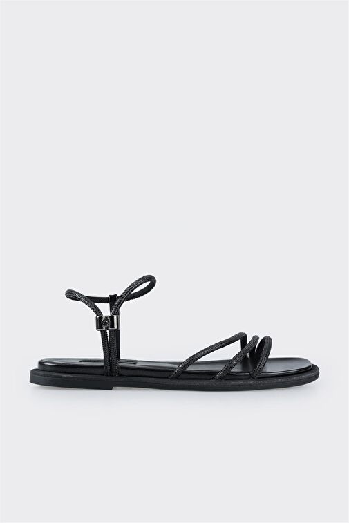 Siyah Kadın Düz Sandalet - Görsel 2