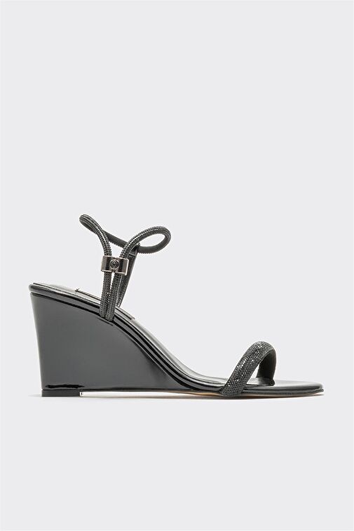 Siyah Kadın Topuklu Sandalet - Görsel 2