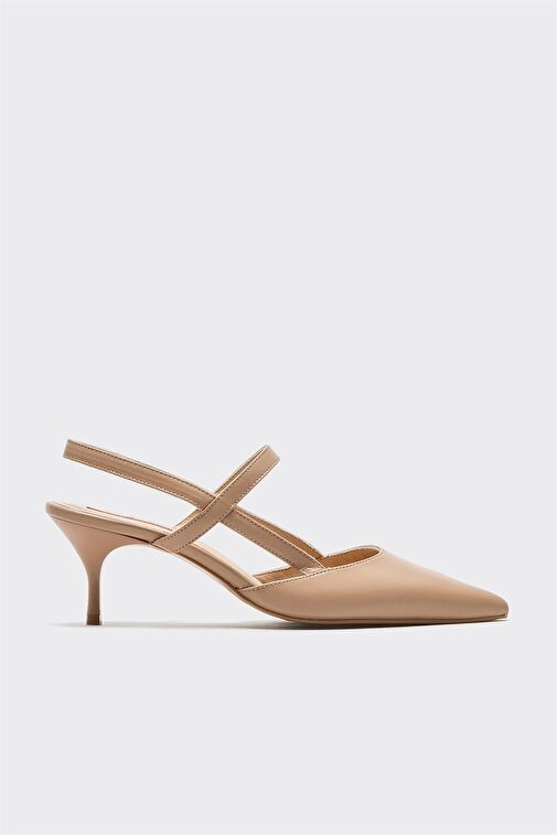 Naturel Deri Kadın Topuklu Ayakkabı - Görsel 3