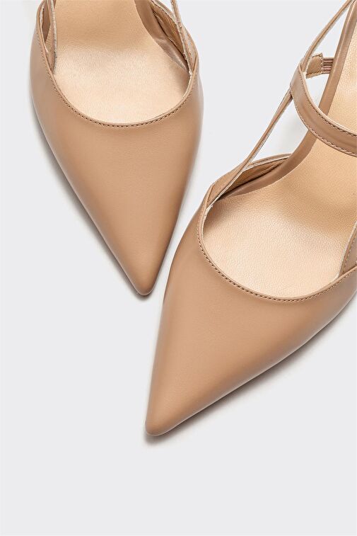 Naturel Deri Kadın Topuklu Ayakkabı - Görsel 4