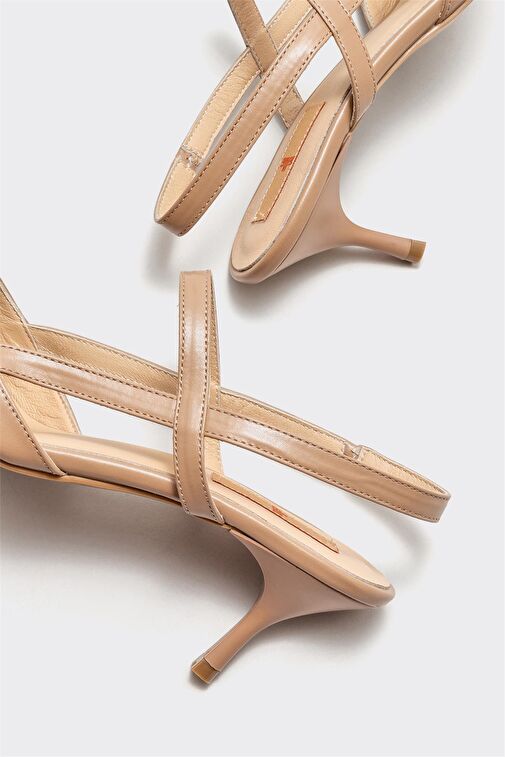 Naturel Deri Kadın Topuklu Ayakkabı - Görsel 5