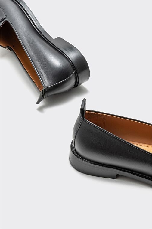 Siyah Deri Kadın Loafer - Görsel 5