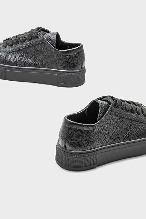 Siyah Deri Kadın Spor Ayakkabı - Görsel 5