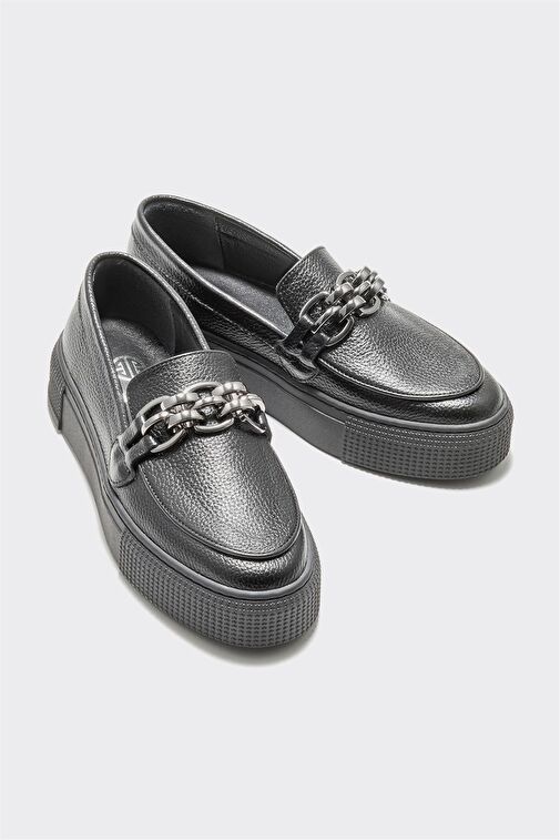 Elle Elle Siyah Deri Kadın Günlük Ayakkabı Klasik Ayakkabı | Boyner Siyah - 3. görsel