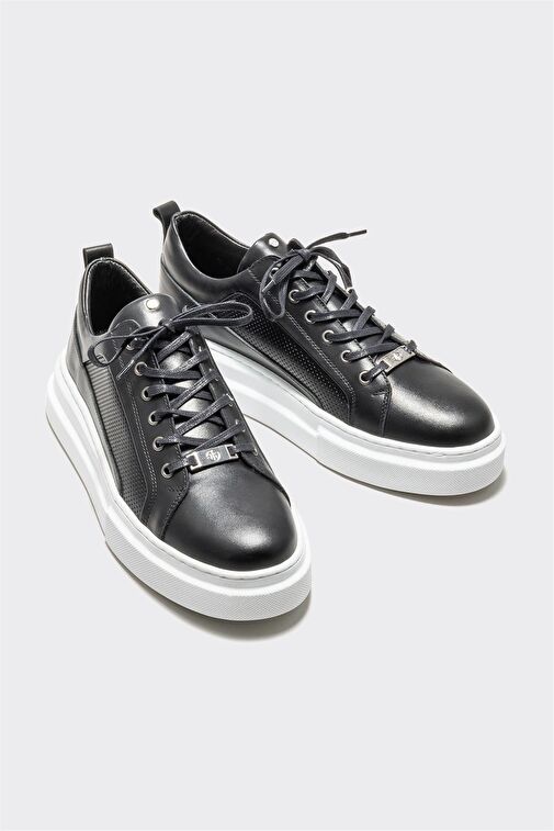 Siyah Deri Erkek Spor Ayakkabı - Görsel 3