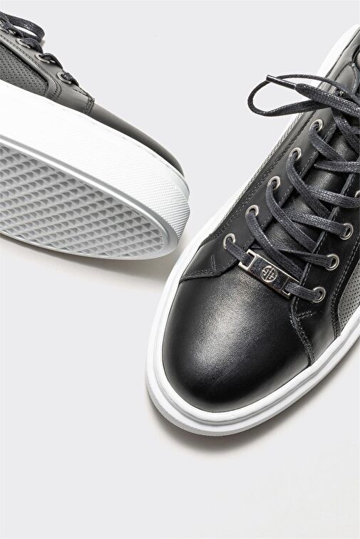 Siyah Deri Erkek Spor Ayakkabı - Görsel 4