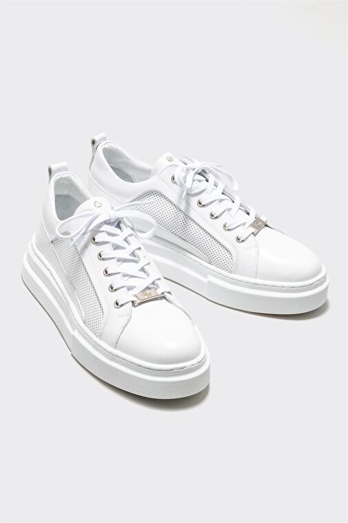 Beyaz Deri Erkek Spor Ayakkabı - Görsel 3