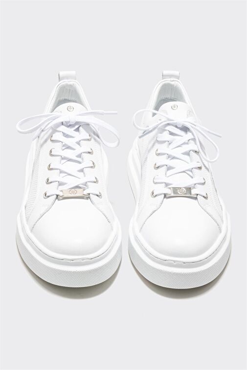 Beyaz Deri Erkek Spor Ayakkabı - Görsel 4