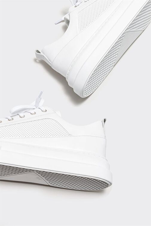 Beyaz Deri Erkek Spor Ayakkabı - Görsel 5